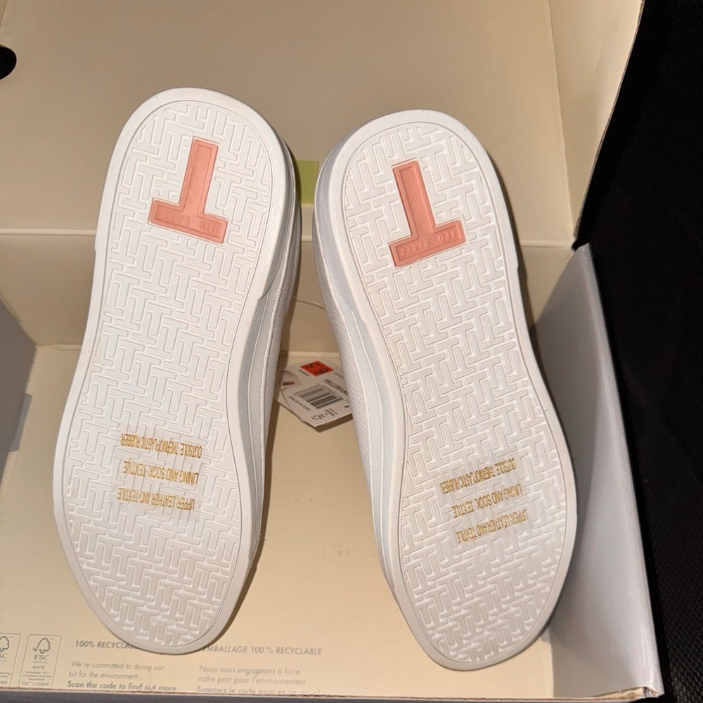 Ted Baker White Sneakers with Pink and Brown Accents, sz 6.5 - Picture 4 of 5